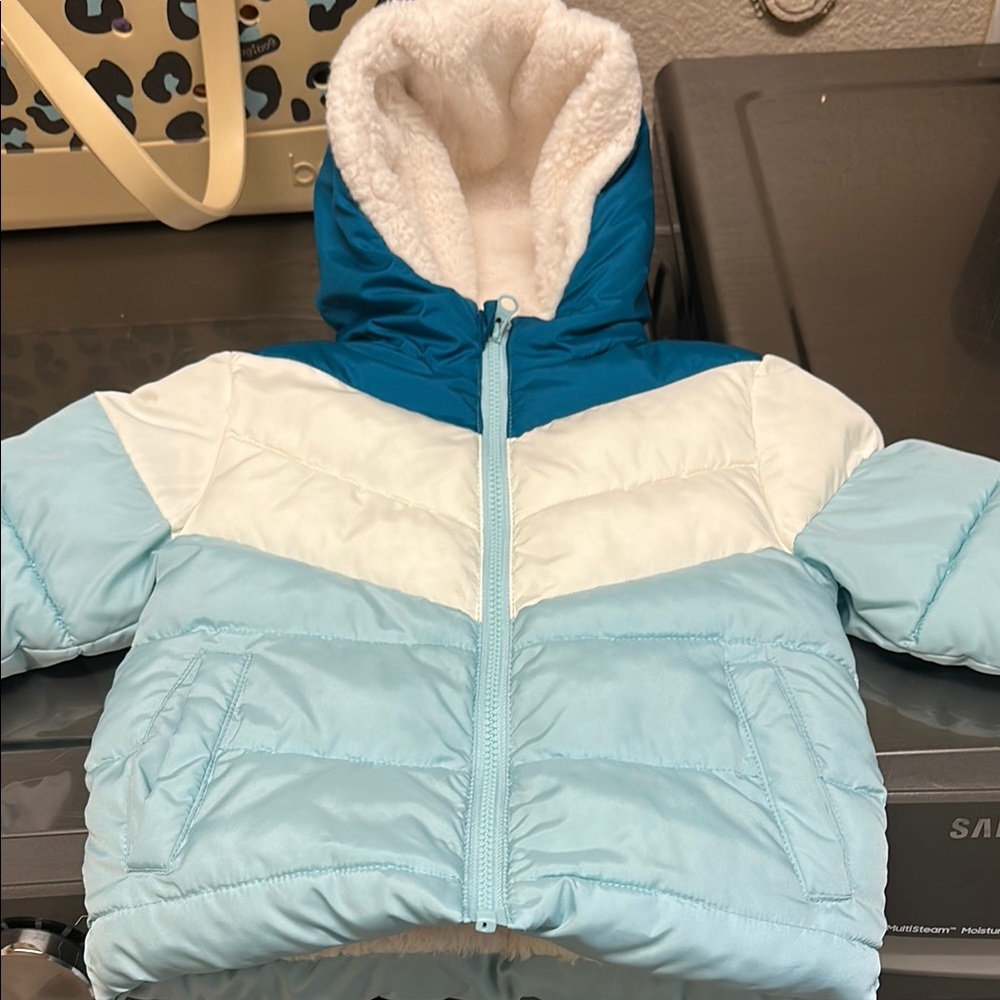 Swiss Tech Kids Puffer Jacket - Blue and White